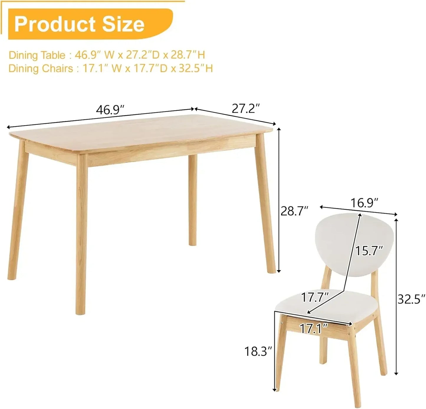 Modern 5-Piece Wood Dining Table Set