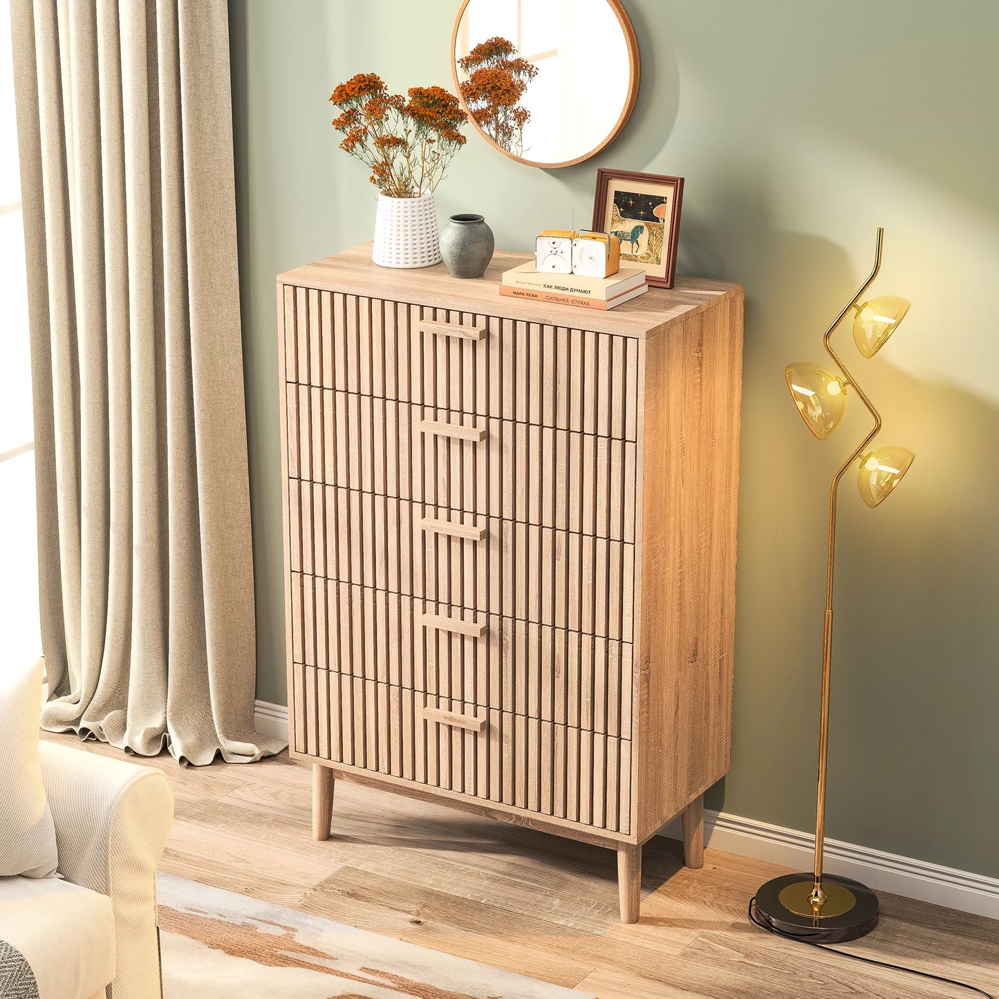 5 Drawers Wooden Chest of Drawers