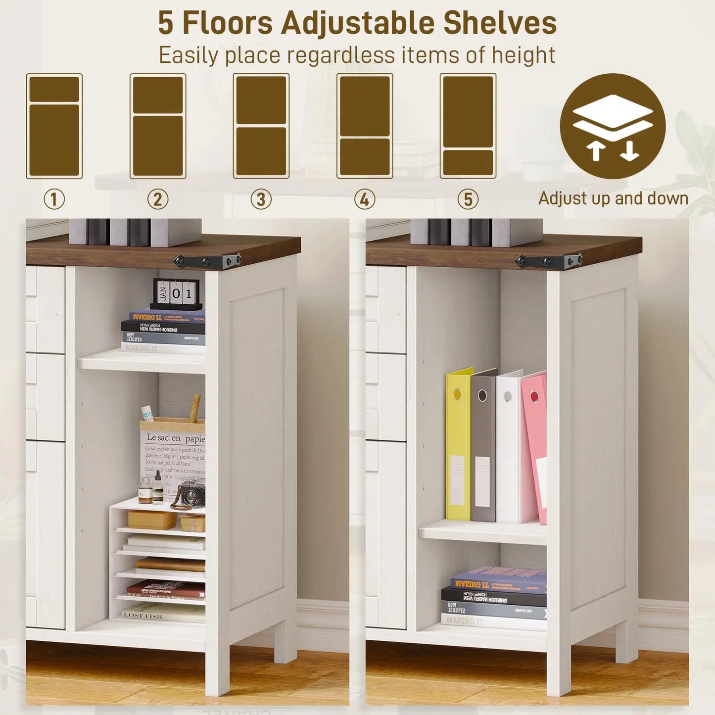 3-Drawer File Cabinet with Shelves