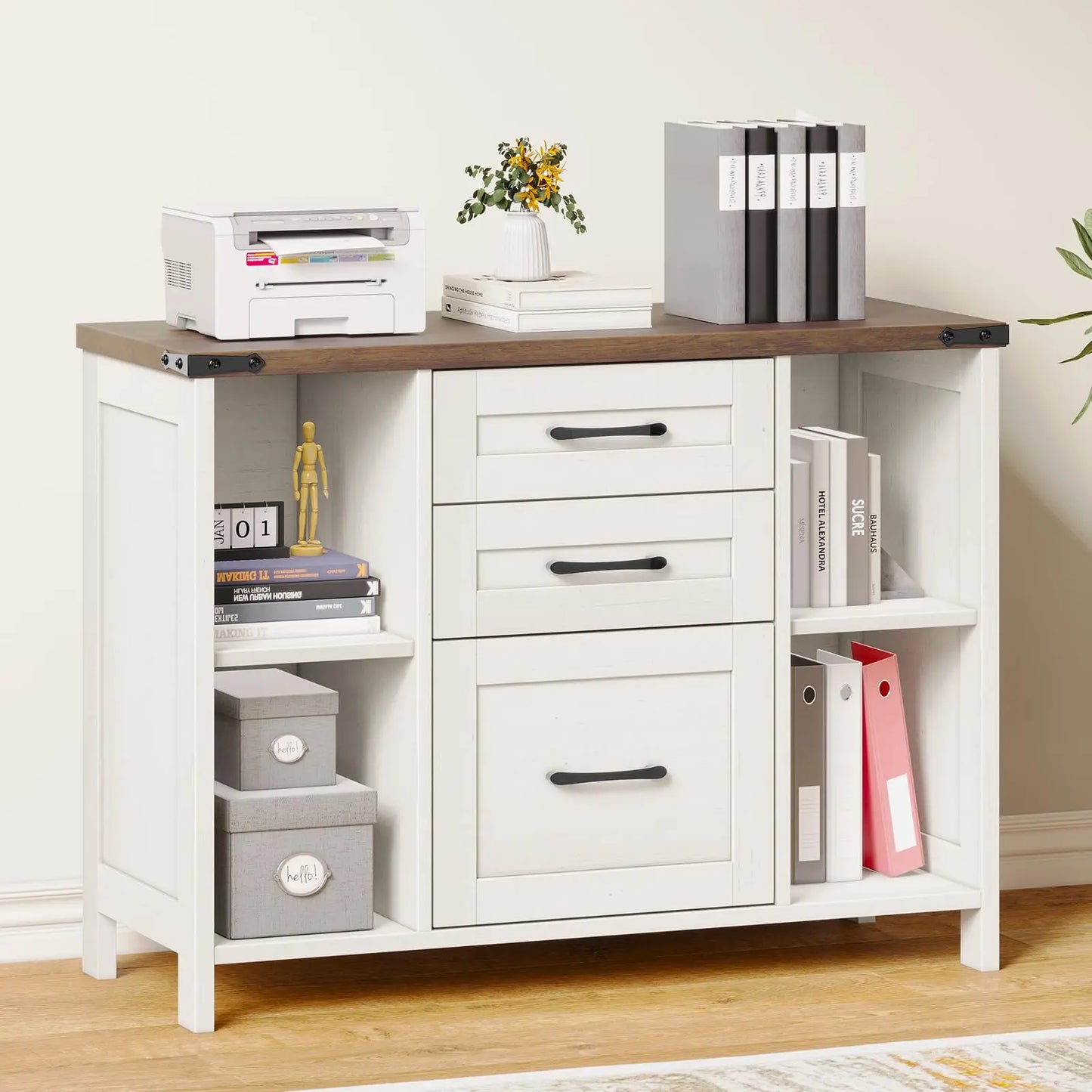 3-Drawer File Cabinet with Shelves