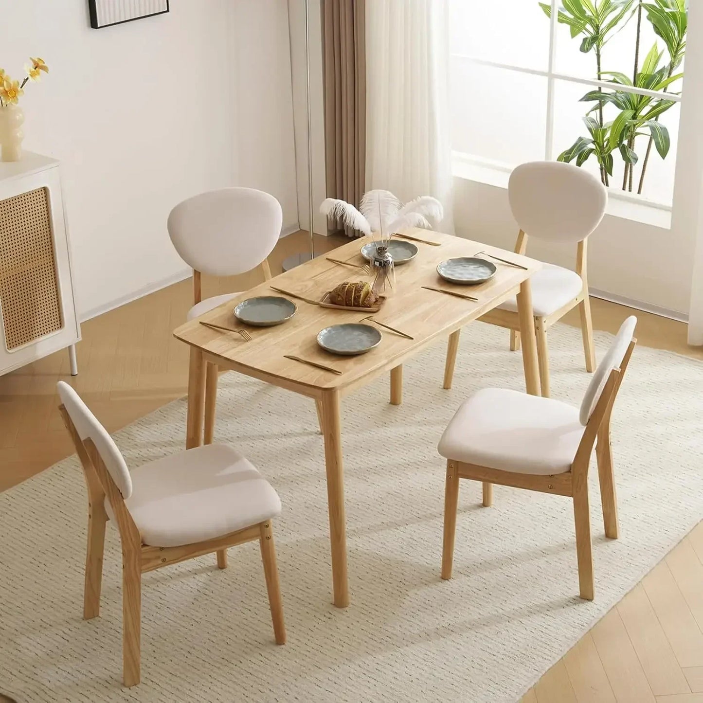 Modern 5-Piece Wood Dining Table Set