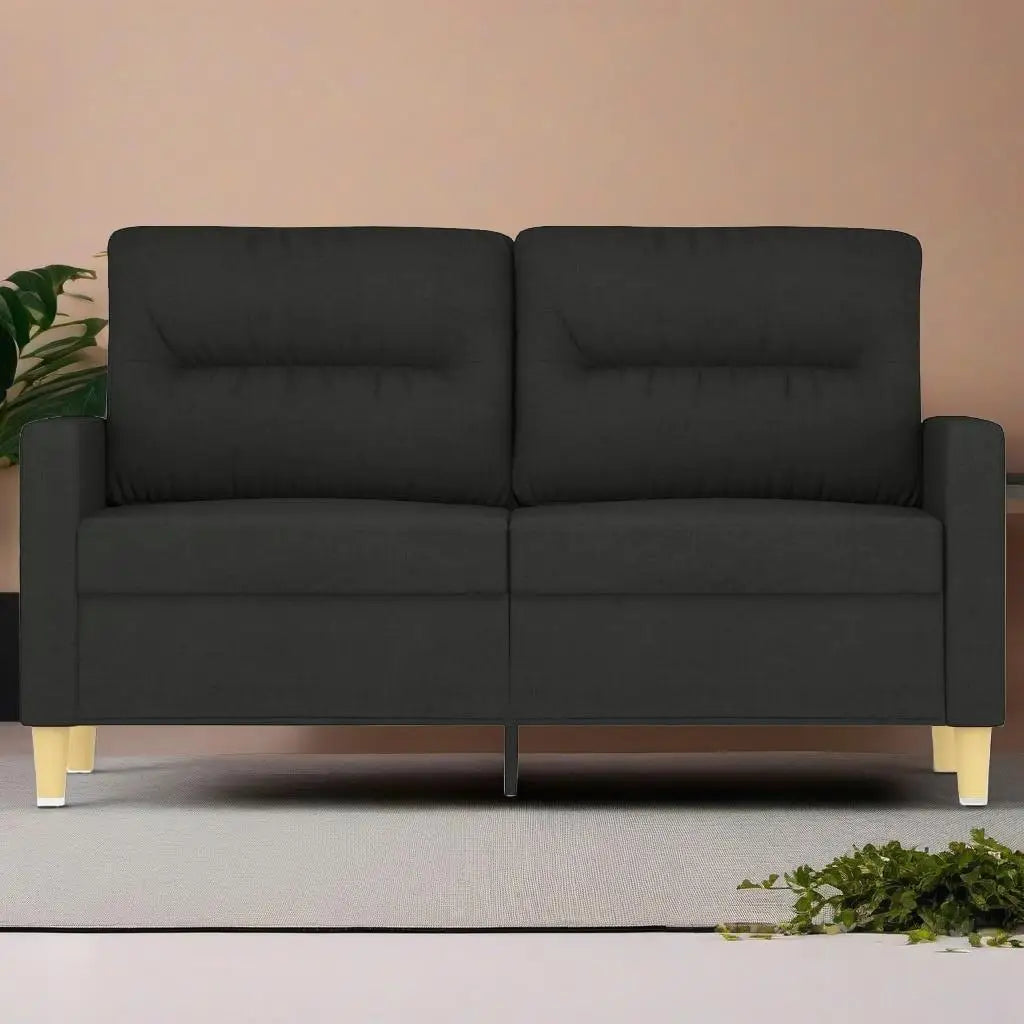 Stylish Black 2-Seater Fabric Sofa
