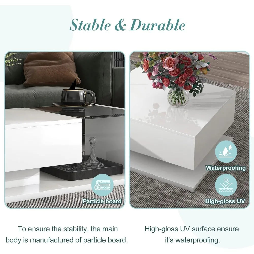 Coffee Table with Tempered Glass