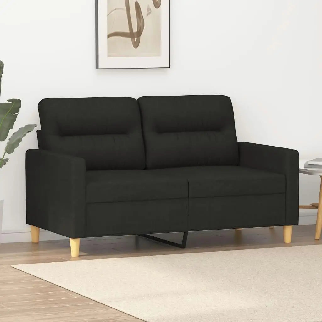 Stylish Black 2-Seater Fabric Sofa