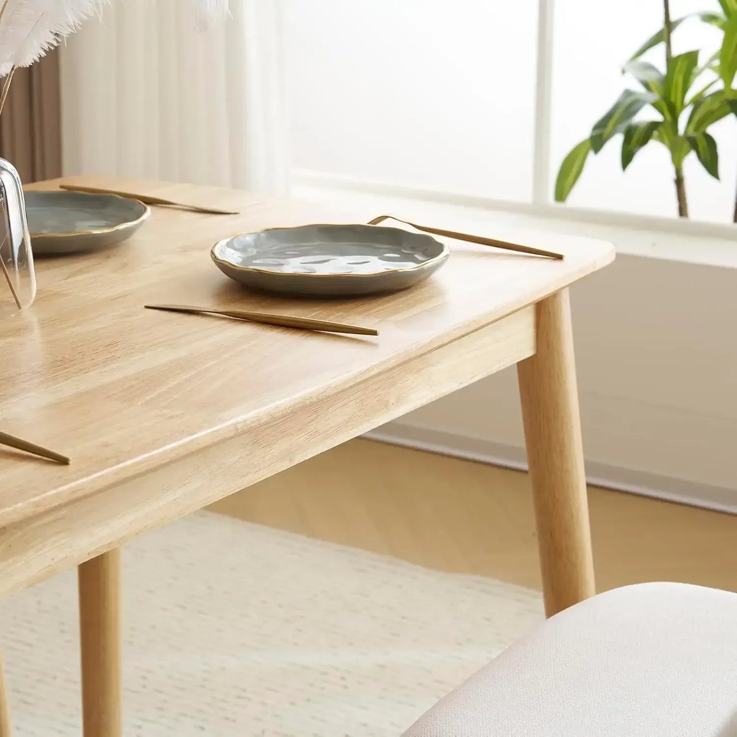 Modern 5-Piece Wood Dining Table Set