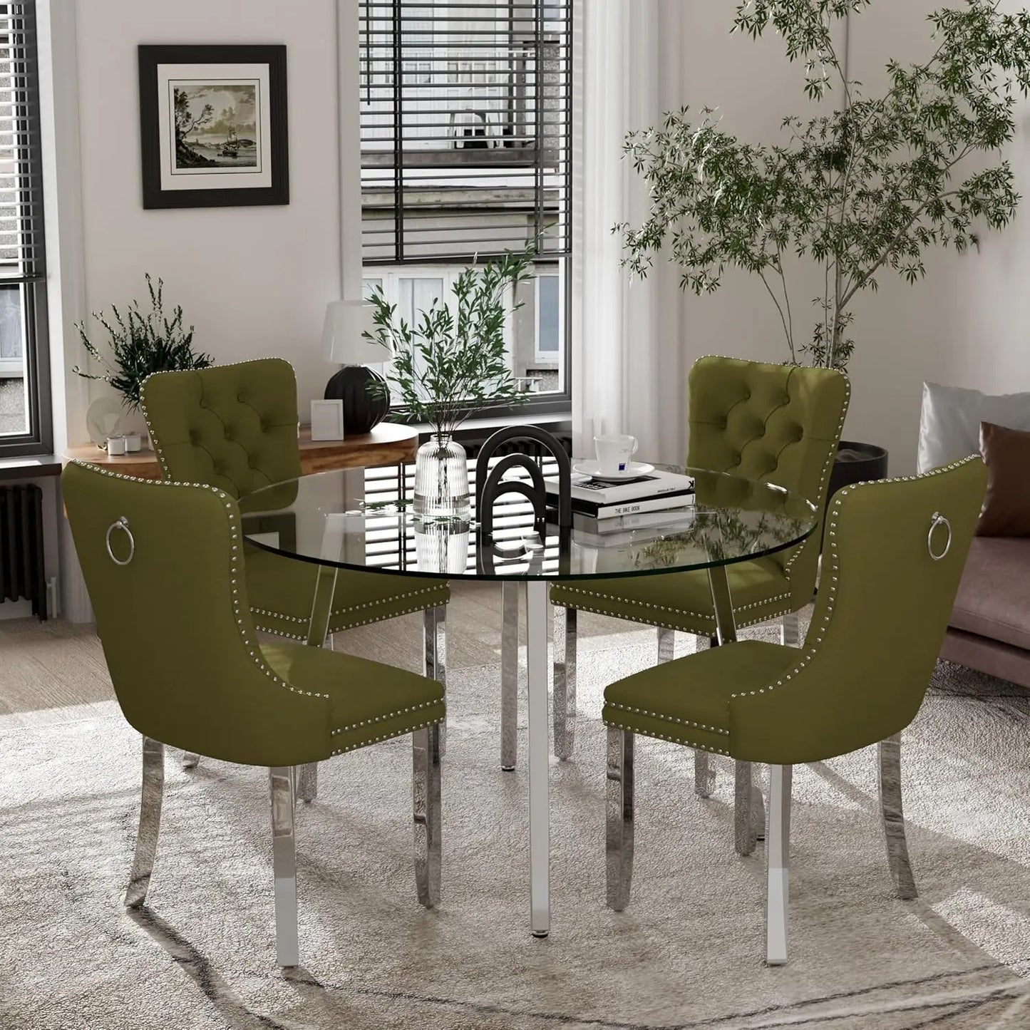 5 Piece Luxury Round Glass Dining Set