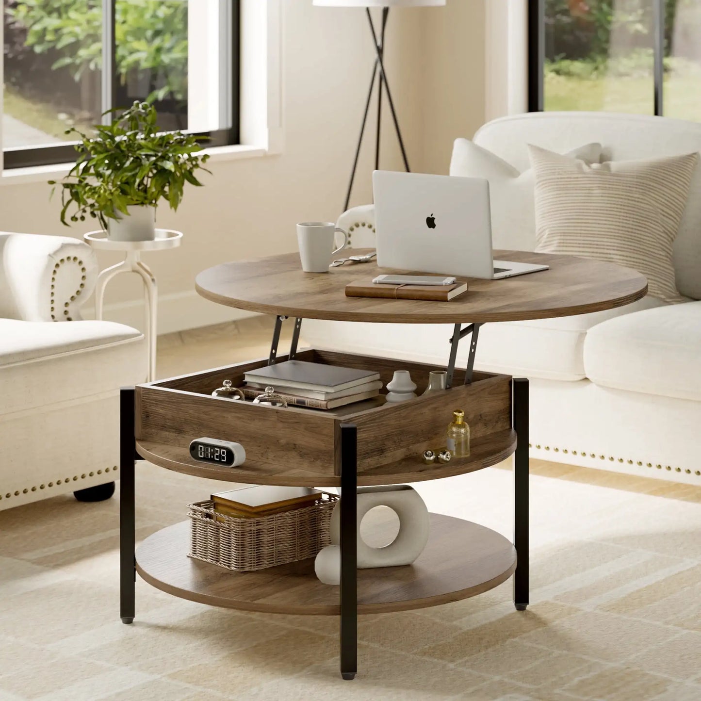 Round Lift Top Small Coffee Table