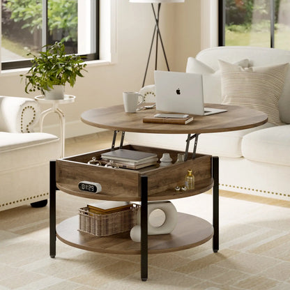 Round Lift Top Small Coffee Table