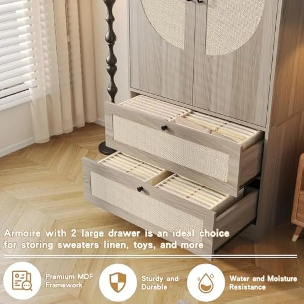 Rattan Armoire Wardrobe Closet