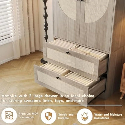 Rattan Armoire Wardrobe Closet