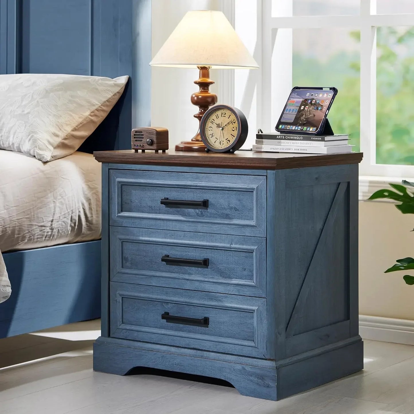 Farmhouse Nightstand with Charging Station