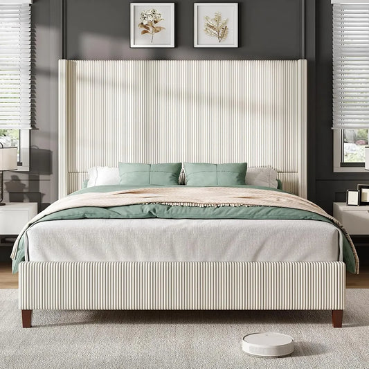 Corduroy Wingback Bed