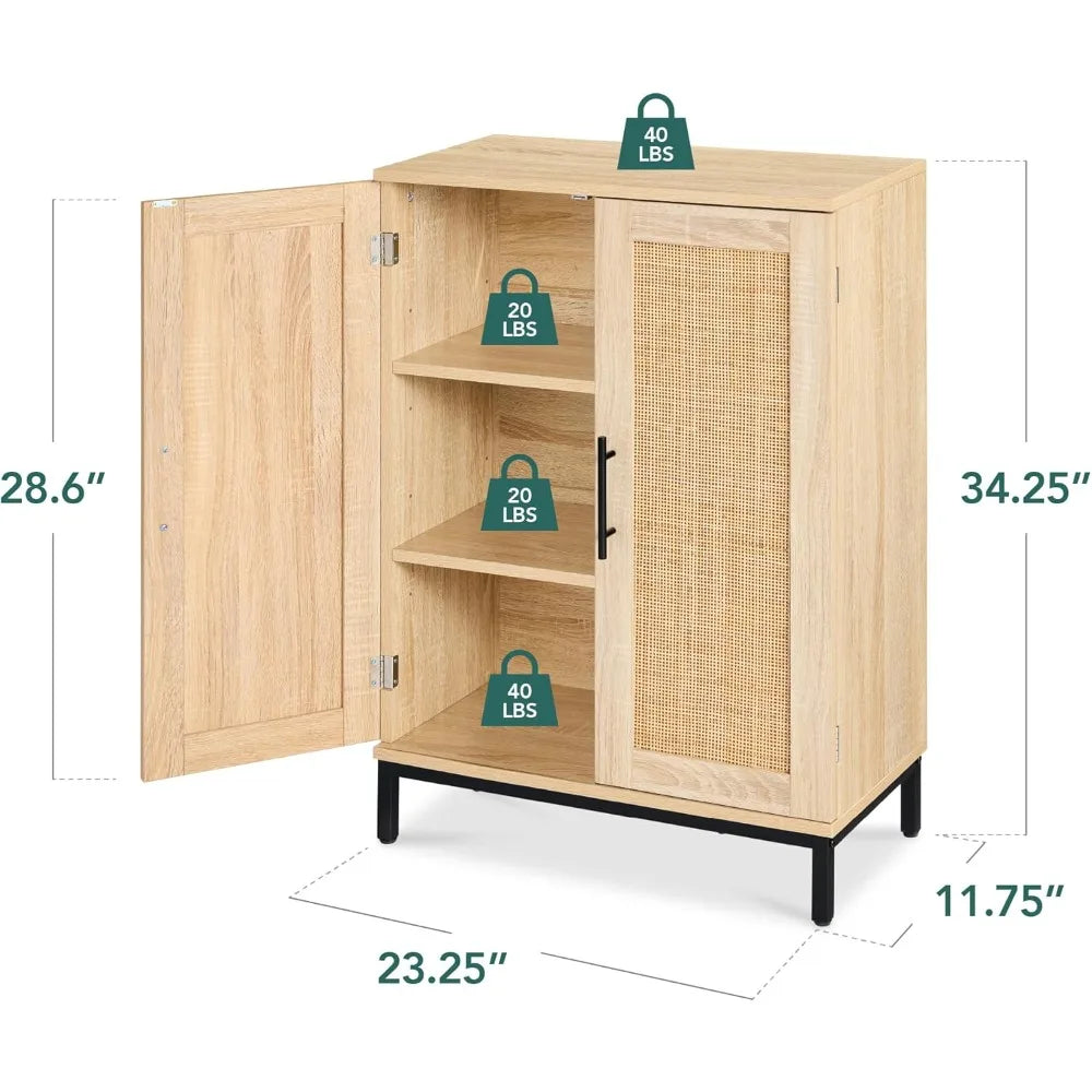 2-Door Natural Rattan Cabinet