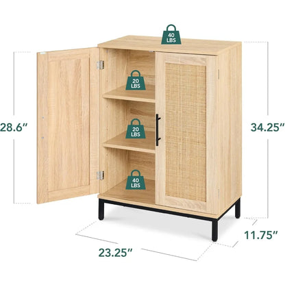 2-Door Natural Rattan Cabinet