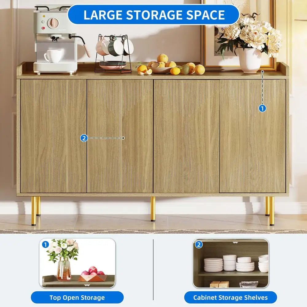 Modern 4 Door Buffet Cabinet Wooden Sideboard