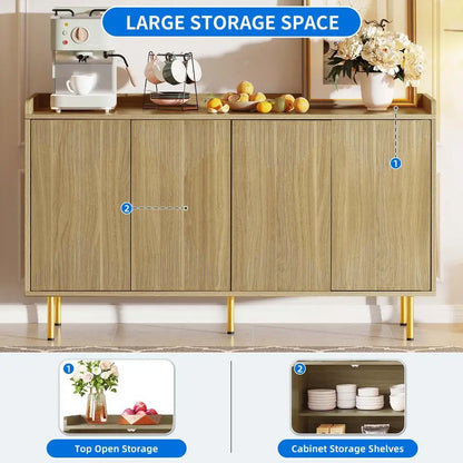 Modern 4 Door Buffet Cabinet Wooden Sideboard
