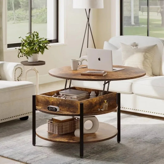 Round Lift Top Small Coffee Table