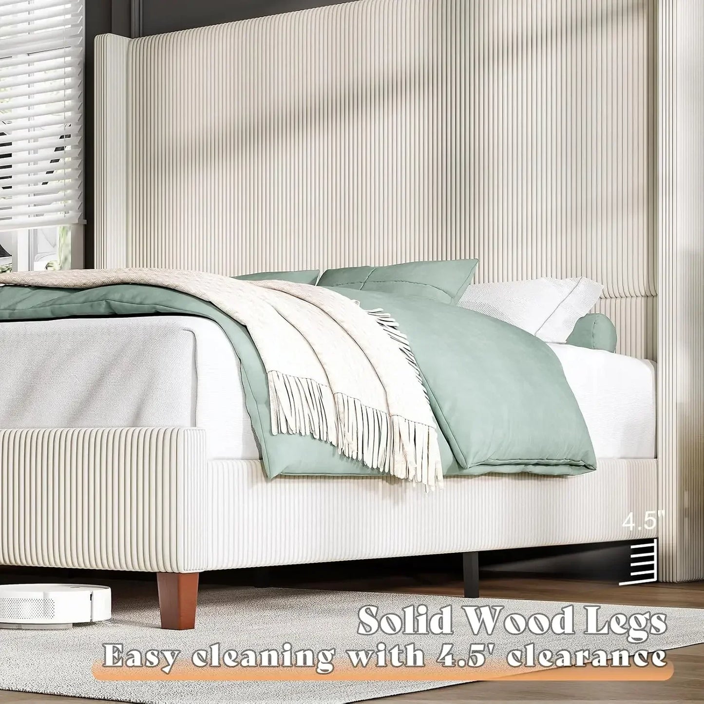 Corduroy Wingback Bed