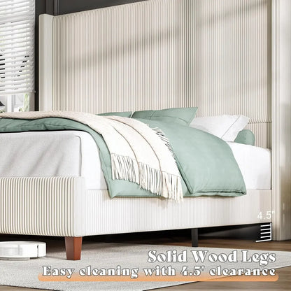 Corduroy Wingback Bed