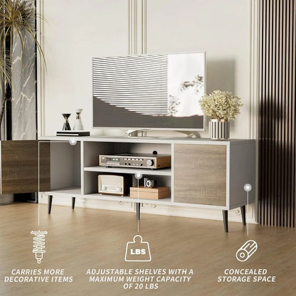 TV Stand with Storage Cabinet and Open Shelves