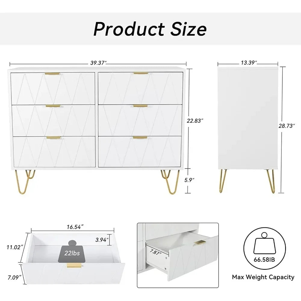 Modern 6-Drawer Dresser