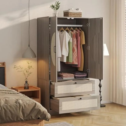 Rattan Armoire Wardrobe Closet