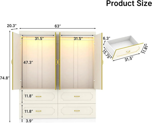 4 Doors Armoire Wardrobe