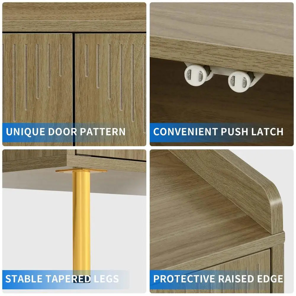 Modern 4 Door Buffet Cabinet Wooden Sideboard