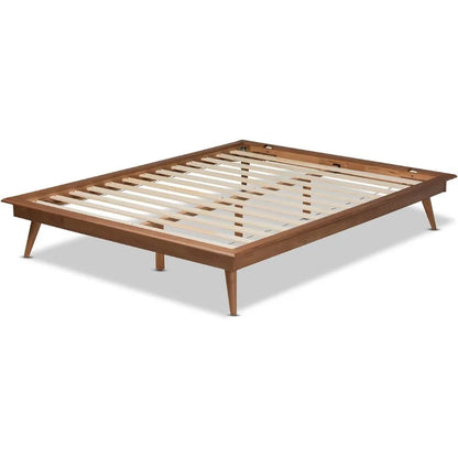 Mid-Century Walnut Queen Platform Bed