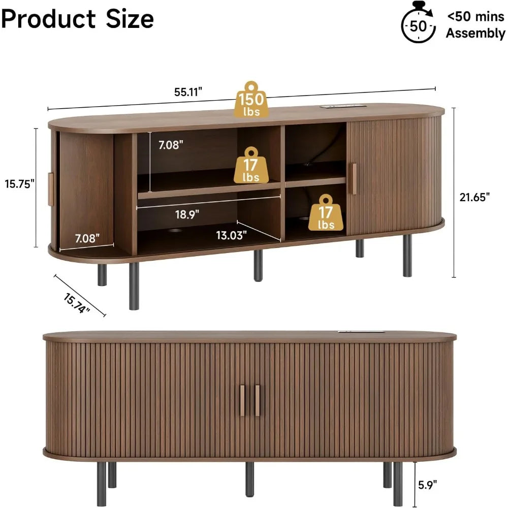 TV Stand with Sliding Doors