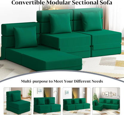 Green Corduroy Folding Sofa Bed Couch