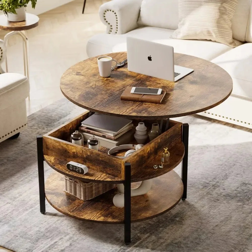 Round Lift Top Small Coffee Table