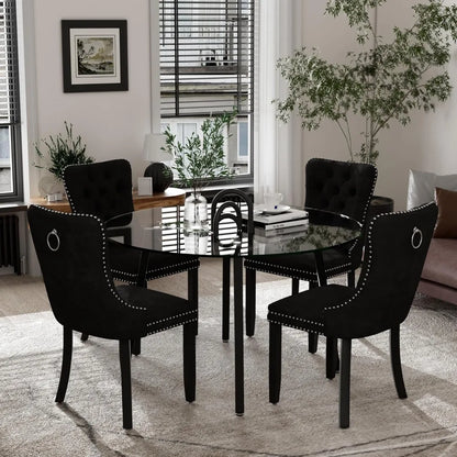5 Piece Luxury Round Glass Dining Set
