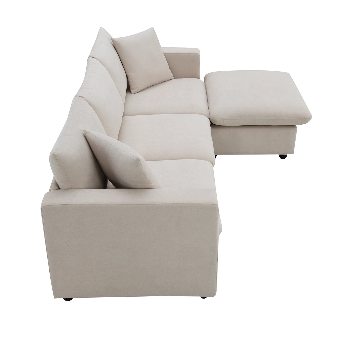 Modern Sectional Sofa with Throw Pillows