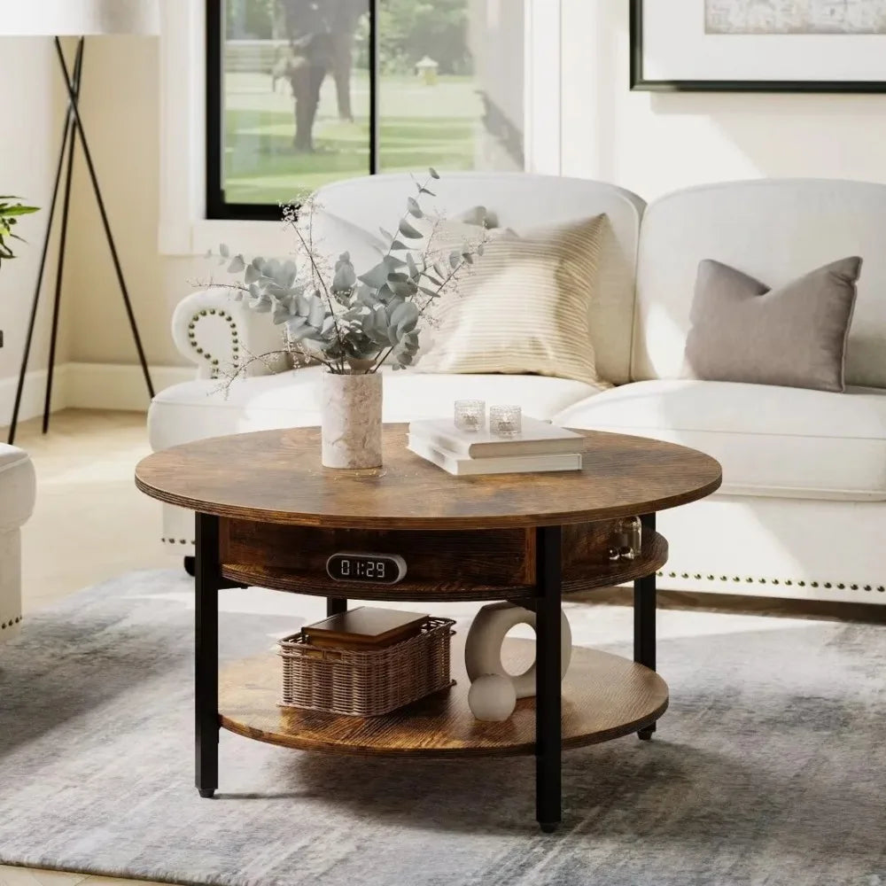 Round Lift Top Small Coffee Table