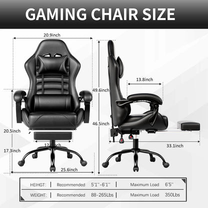 Ergonomic Gaming Chair with Footrest