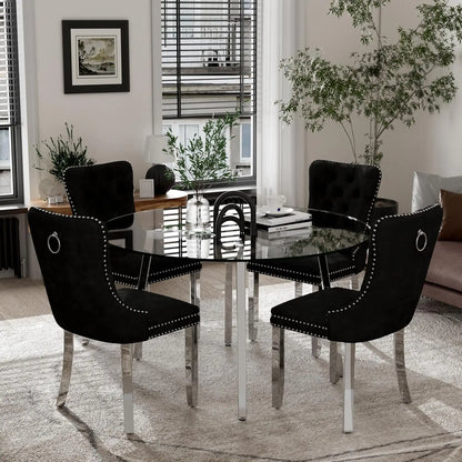 5 Piece Luxury Round Glass Dining Set