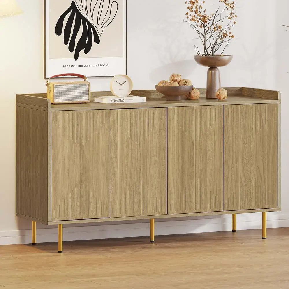 Modern 4 Door Buffet Cabinet Wooden Sideboard