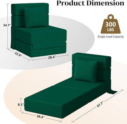 Green Corduroy Folding Sofa Bed Couch