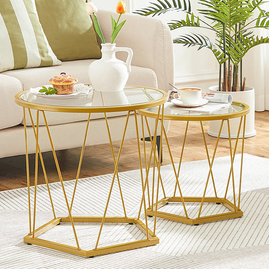 Set of 2 Round Glass Tables