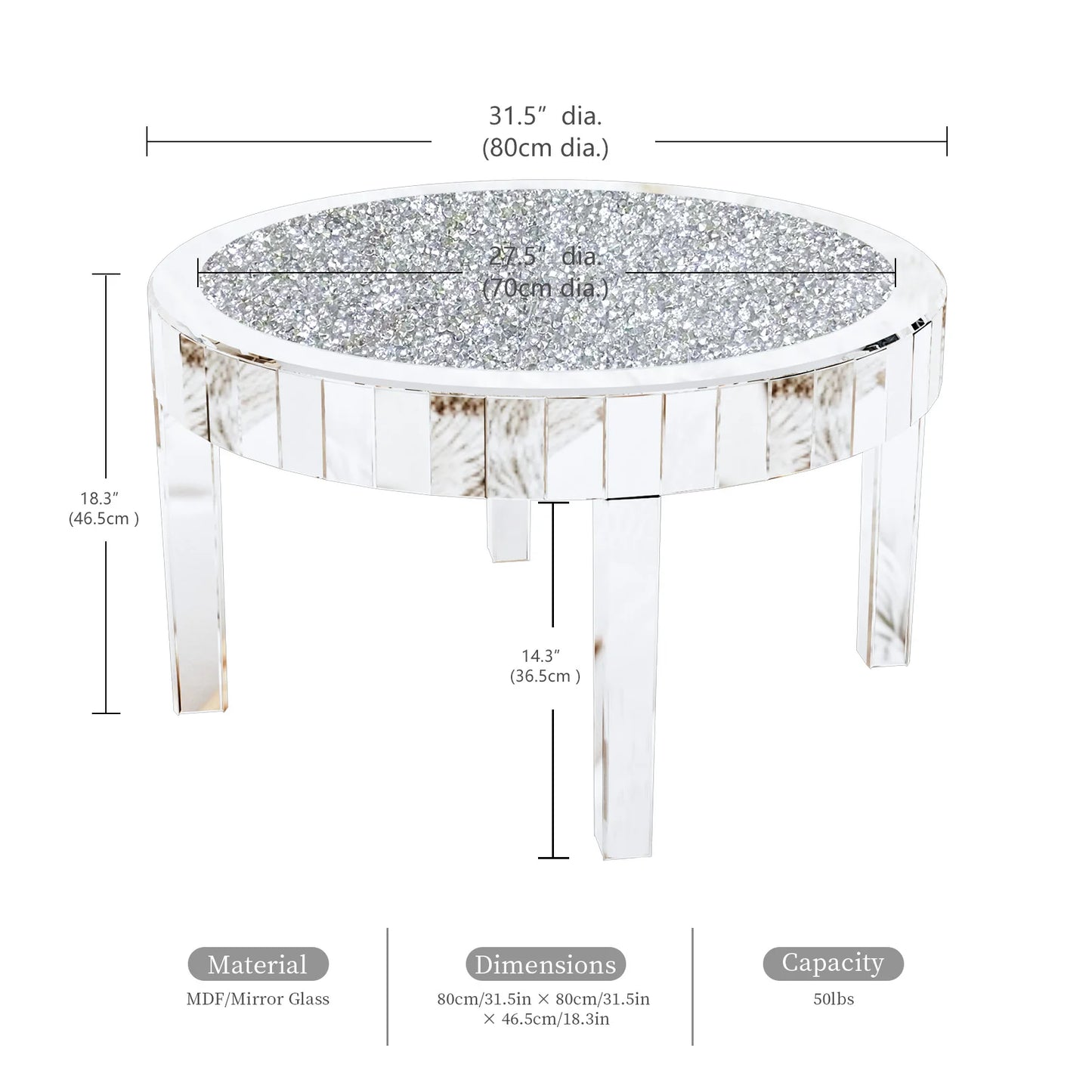 Mirrored Crystal Coffee Table
