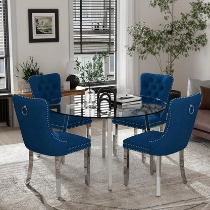 5 Piece Luxury Round Glass Dining Set