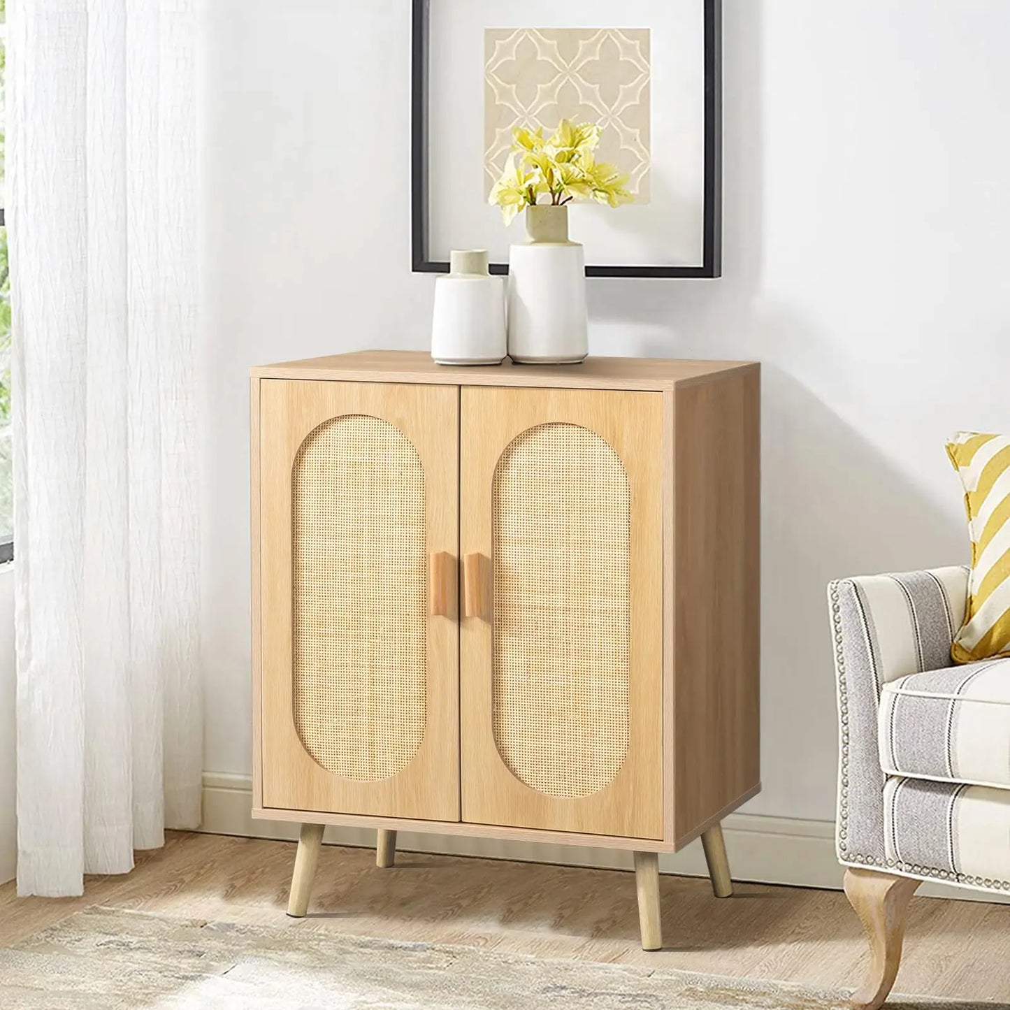 Modern Rattan Shoe Storage Cabinet