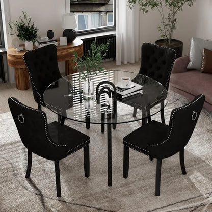 5 Piece Luxury Round Glass Dining Set
