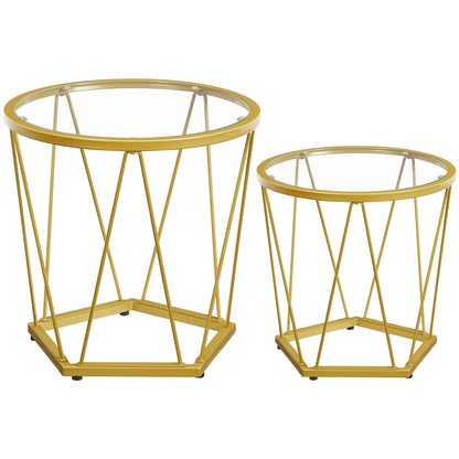 Set of 2 Round Glass Tables