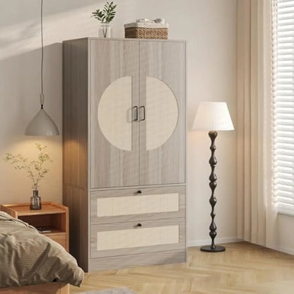 Rattan Armoire Wardrobe Closet
