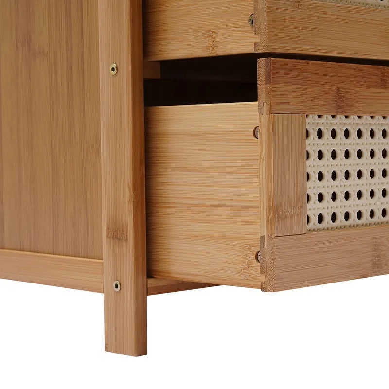 3- Drawer Bamboo Wood  Nightstand