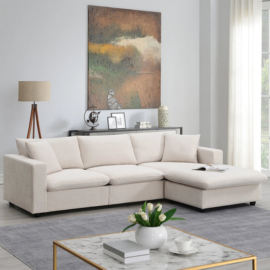 Modern Sectional Sofa with Throw Pillows