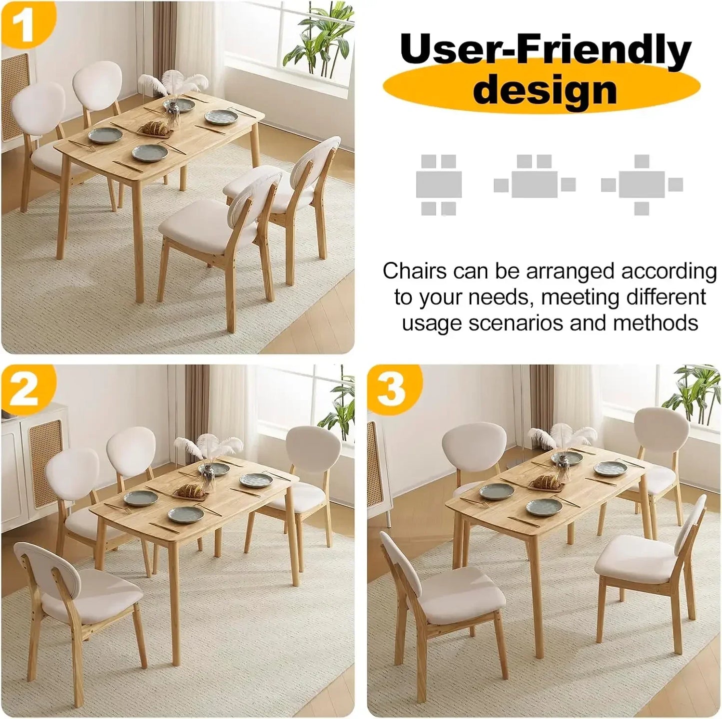 Modern 5-Piece Wood Dining Table Set