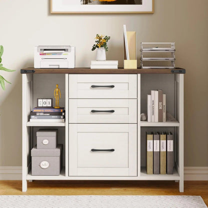 3-Drawer File Cabinet with Shelves